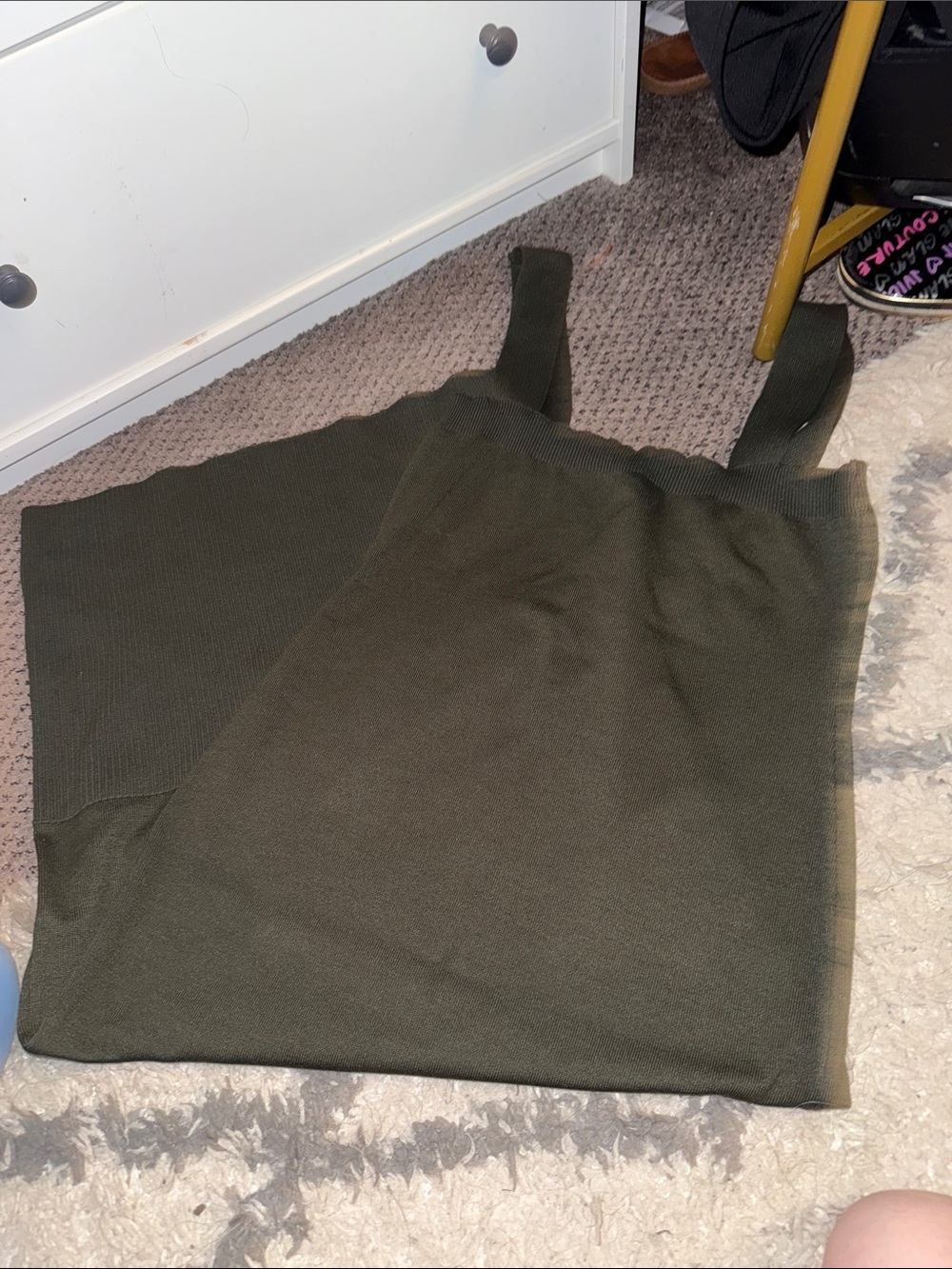 SHEIN Olive Green Knit Midi Dress